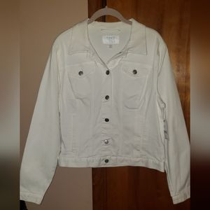 Time & Tru White Denim Jacket [Large]